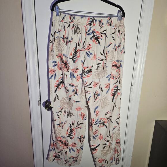 Briggs Linen Blend Tropical Wide Legged Pant Sz L Beach Boho Coastal Resort Vaca - Picture 9 of 9